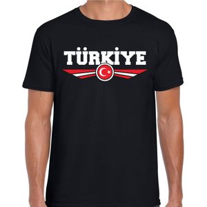 Turkije / Turkiye landen t-shirt met Turkse vlag zwart heren - landen shirt / kleding - EK / WK / Olympische spelen outfit