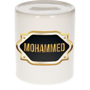 Mohammed naam cadeau spaarpot met gouden embleem - kado verjaardag/ vaderdag/ pensioen/ geslaagd/ bedankt
