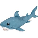 Pluche kleine knuffel zeedieren Blauwe Haai van 36 cm - Speelgoed beesten uit de soft serie - Leuk als cadeau