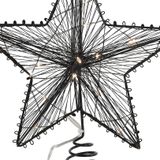 Countryfield kerst ster piek - zwart -  LED licht warm wit - 25 cm