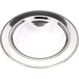 8x Ronde RVS kerstdiner/diner borden/onderborden zilver 33 cm - Dinerborden - Onderzet borden