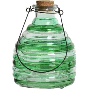 Decoris Wespenvanger/wespenval met hengsel - glas - groen - D13 x H17 cm