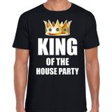 King of the house party t-shirt zwart voor heren - Woningsdag / Koningsdag- thuisblijvers / lui dagje / relax shirtje