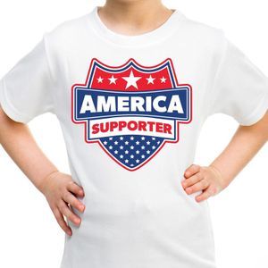America supporter schild t-shirt wit voor kinderen - Amerika / USA landen shirt / kleding - EK / WK / Olympische spelen outfit