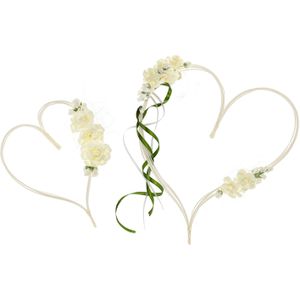PartyDeco trouwauto decoratie bloemen harten - Bruiloft - creme wit - 2x - 19-30 cm