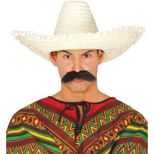4x stuks naturel sombrero/Mexicaanse hoed 50 cm - Mexico thema carnaval verkleedkleding voor volwassenen