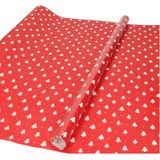 Kerst inpak/cadeaupapier - 2x stuks - 200 x 70 cm - rood met kerstbomen