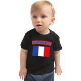 France baby shirt met vlag zwart jongens en meisjes - Kraamcadeau - Babykleding - Frankrijk landen t-shirt