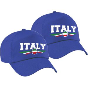 4x stuks Italie / Italy landen pet blauw volwassenen - Italie / Italy baseball cap - EK / WK / Olympische spelen outfit