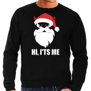 Devil Santa Kerstsweater / Kerst trui hi its me zwart voor heren - Kerstkleding / Christmas outfit