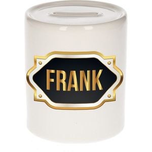 Frank naam cadeau spaarpot met gouden embleem - kado verjaardag/ vaderdag/ pensioen/ geslaagd/ bedankt