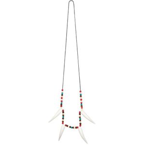 Boland Carnaval/verkleed accessoires Indianen sieraden - kralen/tanden ketting - kunststof - volwassenen