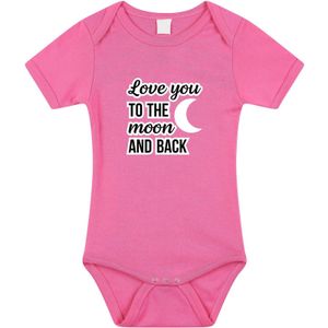 Love you to the moon and back tekst baby rompertje roze baby meisjes - Kraamcadeau / babyshower - Babykleding