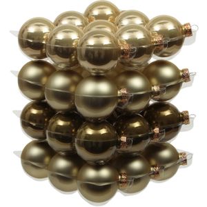 72x stuks kerstversiering kerstballen dusky lime goud/groen tinten van glas - 4 cm - mat/glans - Kerstboomversiering