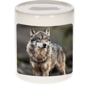 Dieren wolf foto spaarpot 9 cm jongens en meisjes - Cadeau spaarpotten wolf wolven liefhebber
