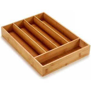 Bamboe basics houten besteklade/bak van 35.5 x 25.5 x 5 cm - bestekbakken/lades