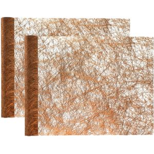 Santex Kerstdiner tafelloper op rol - 2x - metallic koper glans - 30 x 500 cm - polyester