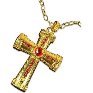 Sinterklaas verkleed ketting goud/rood kruis voor volwassenen