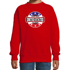 Have fear United States is here sweater met sterren embleem in de kleuren van de Amerikaanse vlag - rood - kids - Amerika supporter / Amerikaans elftal fan trui / EK / WK / kleding