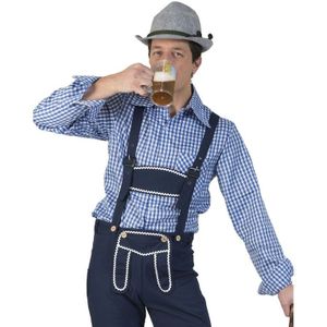 Tiroler verkleed overhemd - blauw/wit - voor heren - Oktoberfest kleding