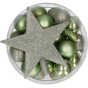 Bellatio Decorations kerstballen -33 st -groen kunststof -met piek