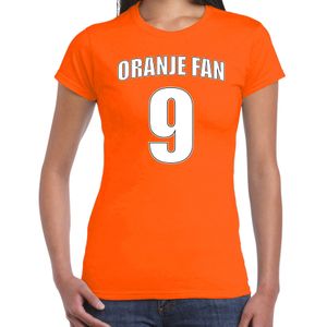 Oranje t-shirt voor dames - Oranje fan nummer 9 - Nederland supporter - EK/ WK shirt / outfit