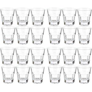 Vivalto shotglaasjes - 24x stuks - glas - transparant - 40 ml - borrelglazen - shotglazen
