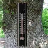 Lifetime Garden set van 2x Stuks Zon/Schaduw Thermometer Zwart Voor Buiten 29.5 cm van Metaal
