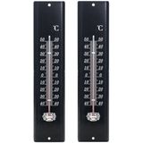 Lifetime Garden set van 2x Stuks Zon/Schaduw Thermometer Zwart Voor Buiten 29.5 cm van Metaal