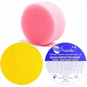 Superstar schmink kleur geel 16 gram met rond grimeer sponsje - Schminken voor kinderen en volwassenen