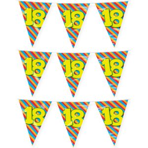 Paperdreams verjaardag 18 jaar thema vlaggetjes - 3x - feestversiering - 10m - folie - dubbelzijdig
