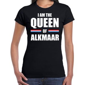 Koningsdag t-shirt I am the Queen of Alkmaar - zwart - dames - Kingsday Alkmaar outfit / kleding / shirt