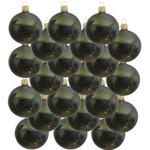 18x Donkergroene glazen kerstballen 6 cm - Glans/glanzende - Kerstboomversiering donkergroen