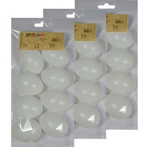 24x Witte kunststof eieren decoratie 6 cm hobby/knutselmateriaal - Knutselen DIY eieren beschilderen - Pasen thema plastic paaseieren eitjes wit