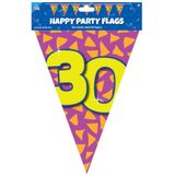 Paperdreams verjaardag 30 jaar thema vlaggetjes - 3x - feestversiering - 10m - folie - dubbelzijdig