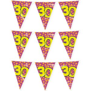 Paperdreams verjaardag 30 jaar thema vlaggetjes - 3x - feestversiering - 10m - folie - dubbelzijdig