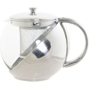 Theepot van glas en RVS 1100 ml met filter/infuser en handvat