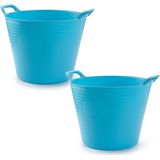 Plasticforte Flexibele emmer/kuip - 2x stuks - blauw - 42 liter - ECO kunststof - rond - 38 x 45 cm