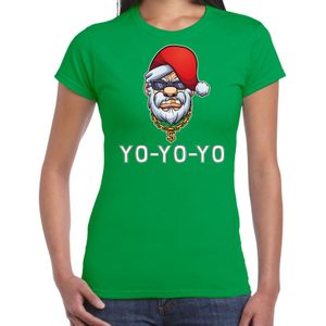 Gangster / rapper Santa fout Kerstshirt / Kerst t-shirt groen voor dames - Kerstkleding / Christmas outfit