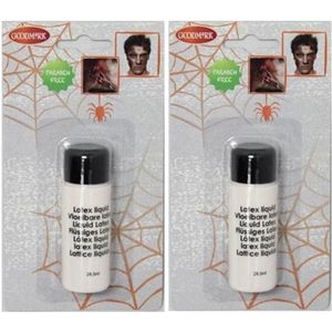 2x Vloeibare latex schmink/make-up tube 28 ml - Halloween make-up nephuid/wonden maken