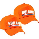 2x stuks Holland supporters pet oranje voor dames en heren - Nederland landen baseball cap - supporter accessoire