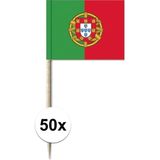 50x Cocktailprikkers Portugal 8 cm vlaggetjes - Landen vlaggen feestartikelen en versieringen