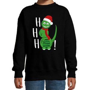 Bellatio Decorations Kersttrui/sweater voor jongens/meisjes - Hohoho - zwart - sneeuwpop dino