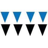 Zwart/Blauwe feest punt vlaggetjes pakket - 200 meter - slingers/ vlaggenlijn