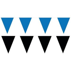Zwart/Blauwe feest punt vlaggetjes pakket - 200 meter - slingers/ vlaggenlijn