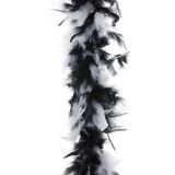 2x stuks carnaval verkleed veren Boa kleur zwart/witte mix 2 meter - Verkleedkleding accessoire