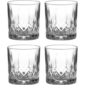 LAV whisky/water/drinkglazen Odin - gedecoreerd glas - 4x stuks - 330 ml