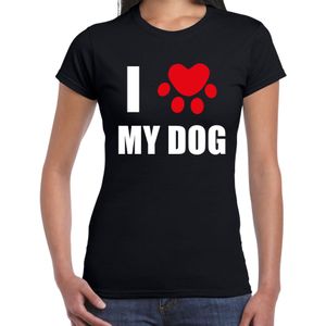 I love my dog honden t-shirt zwart - dames - Honden liefhebber cadeau shirt