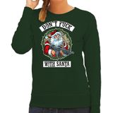 Foute Kerstsweater / kersttrui Dont fuck with Santa groen voor dames - Kerstkleding / Christmas outfit