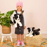Hermann Teddy Knuffeldier hond Border Collie - zachte pluche stof - premium kwaliteit knuffels - zwart/wit - 45 cm